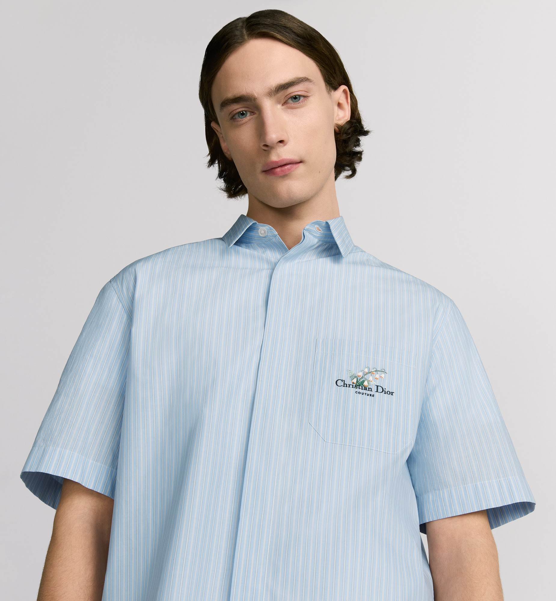 Short-Sleeved Shirt with Christian Dior Couture Lily of the Valley Embroidery - 2