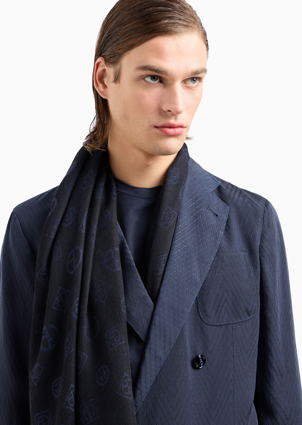 Monogram jacquard cashmere stole - 3