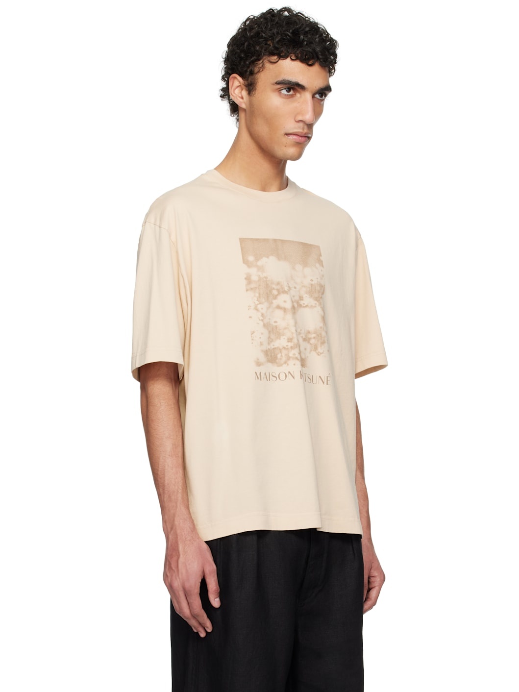 Beige Daisy Field Oversize T-shirt - 2