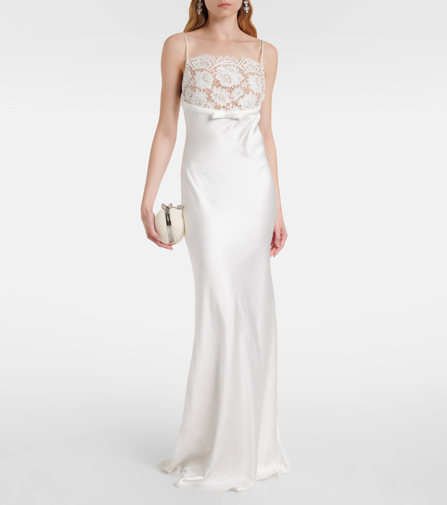 Lace-trimmed satin maxi dress - 2