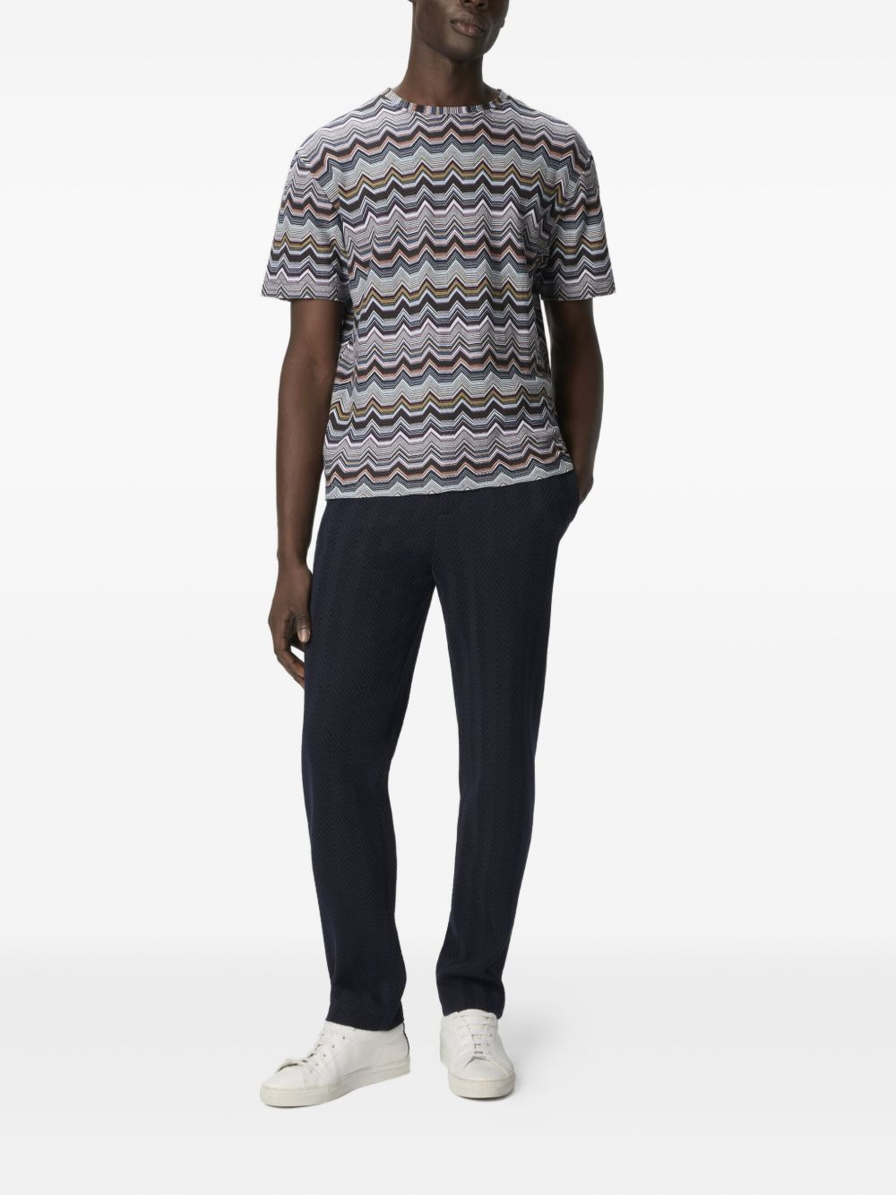 geometric-zigzag pattern short-sleeved T-shirt - 2