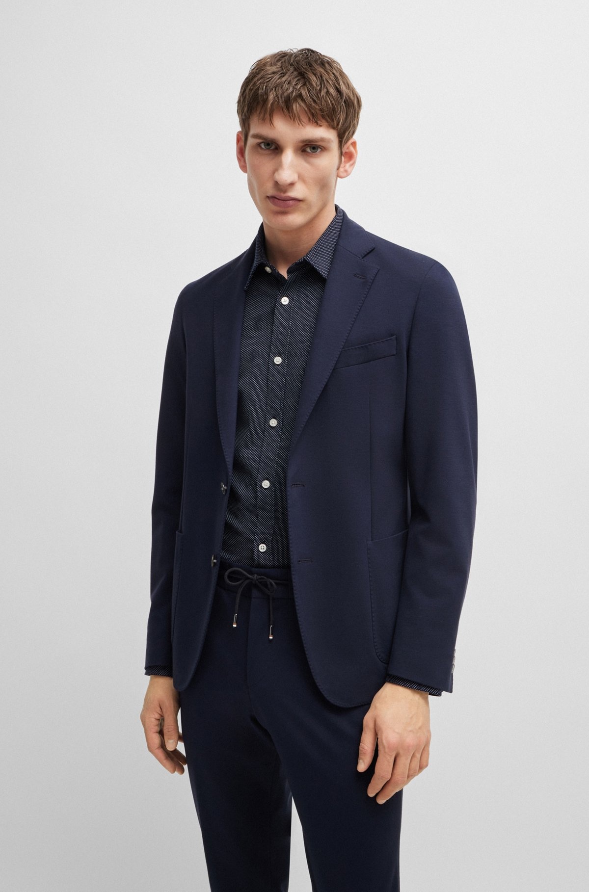 SLIM-FIT SHIRT IN STRUCTURED COTTON JERSEY - 6