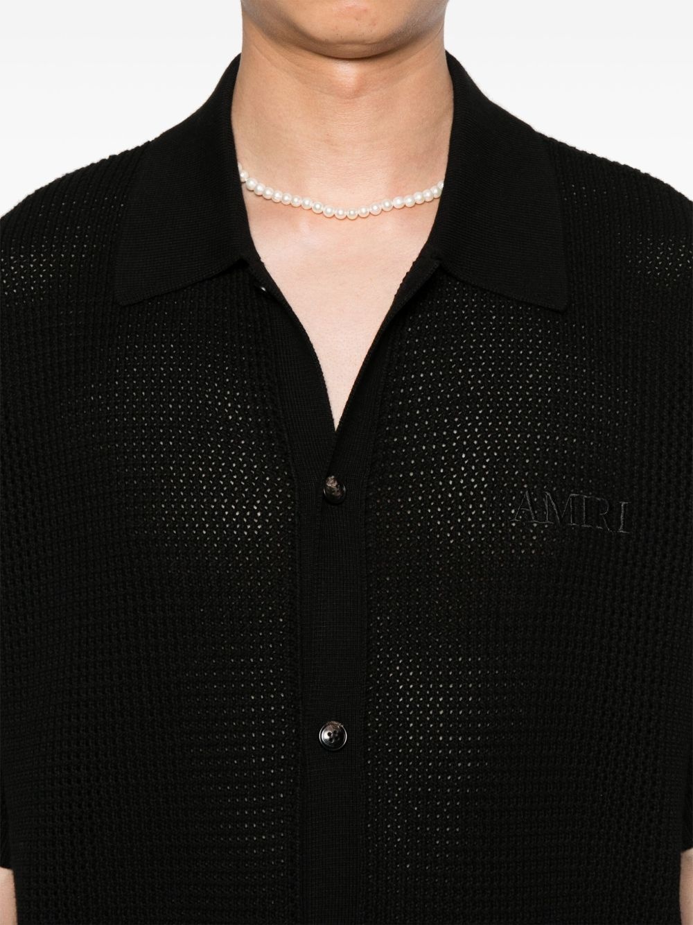 crochet-knit mesh shirt - 5