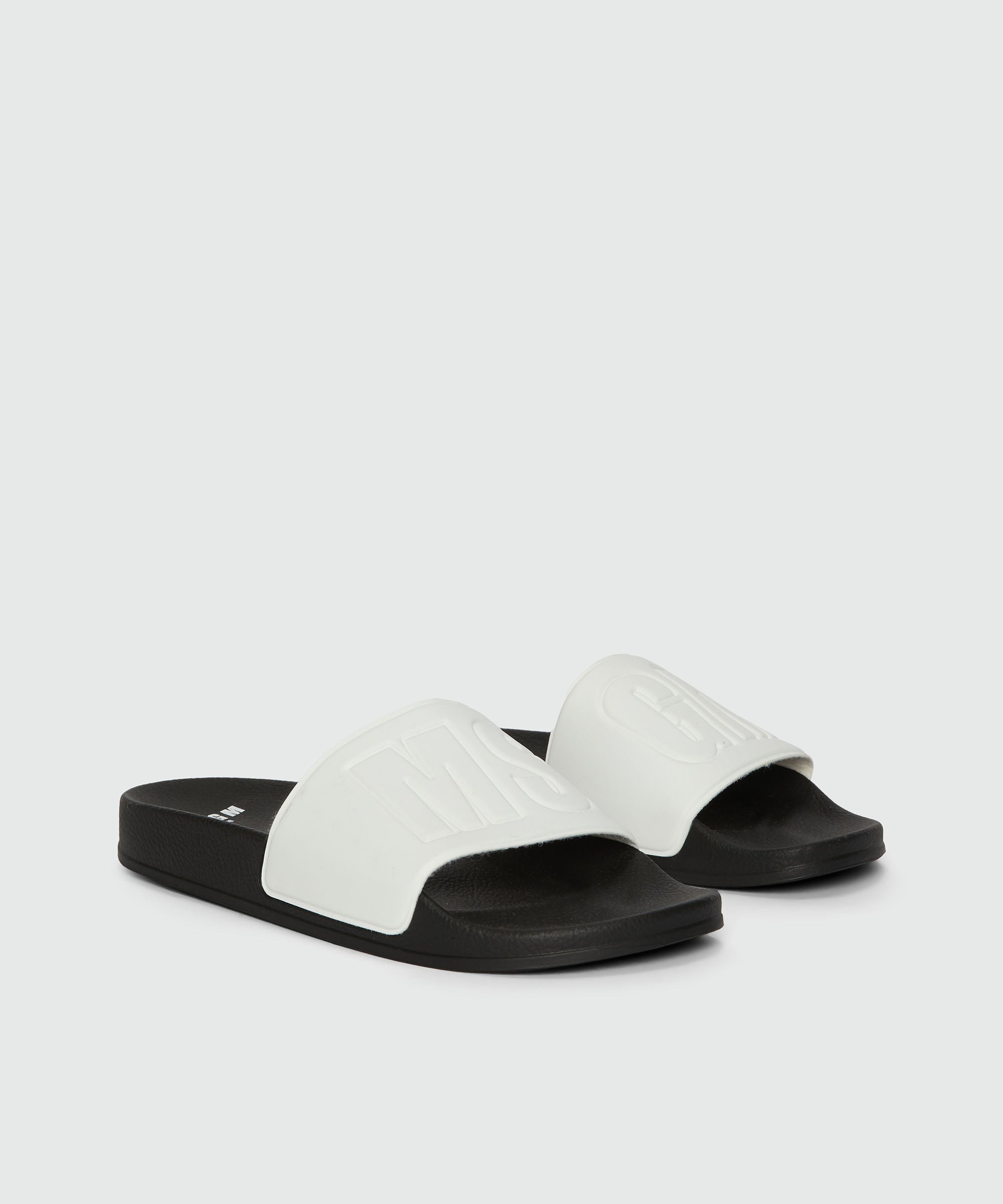 Black and white pool slides with MSGM macrologo - 3