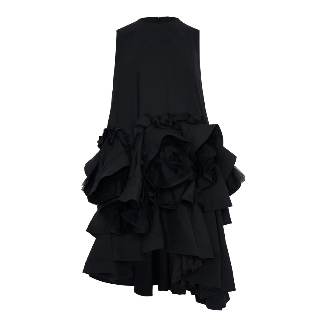 Sleeveless Cascading Ruffle Dress - 1