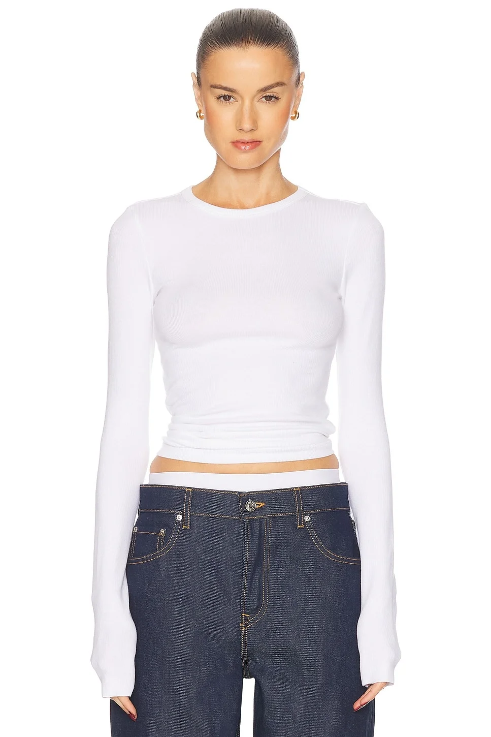 Crew Neck Extra Long Sleeve Tee - 1