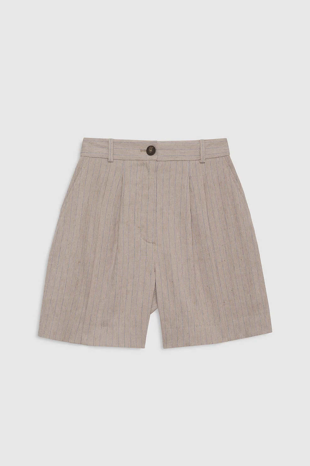 Brice Short - Taupe And Blue Pinstripe - 1