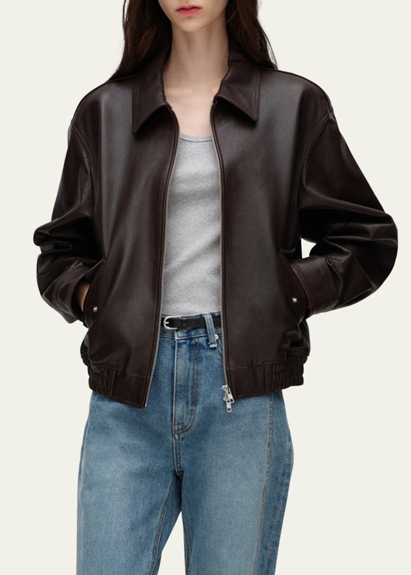 Blouson Lambskin Leather Jacket, Unisex - 4