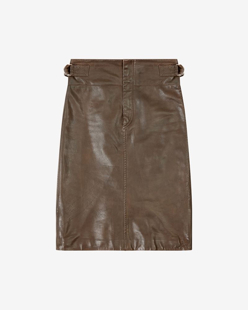 BERTILLE LEATHER MIDI SKIRT - 1