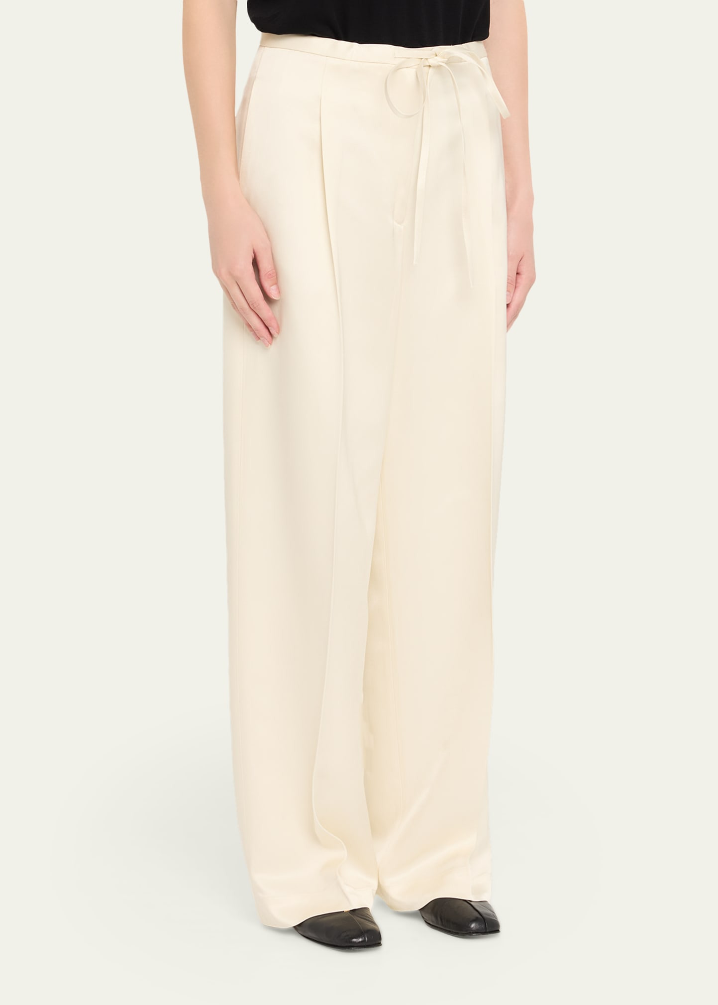 Satin Drawstring Trousers - 4