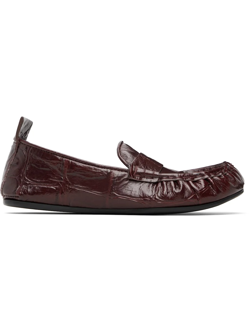 Burgundy Leather Saddle Loafers - 1
