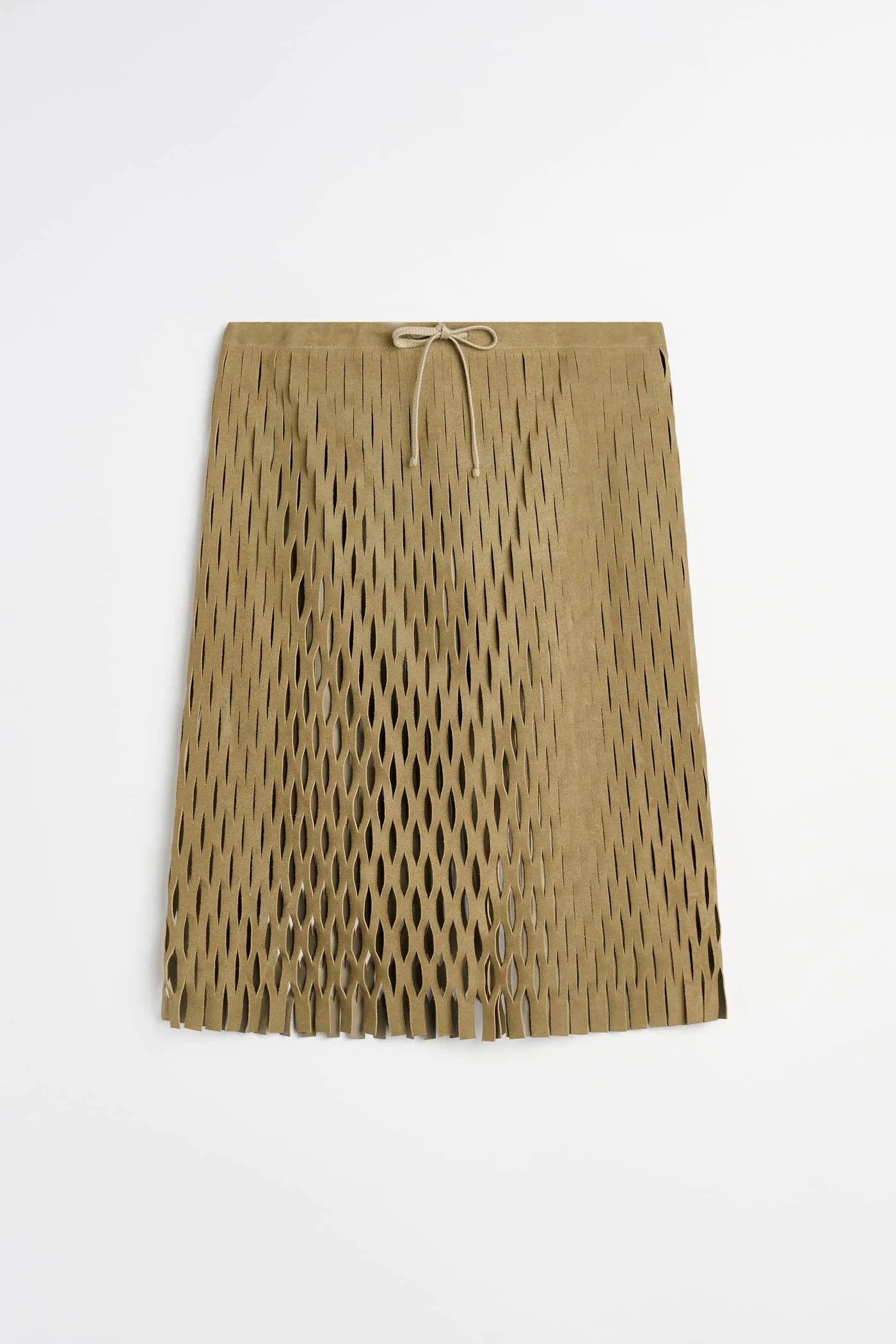Cut Skirt Vellum Beige Oiled Suede - 1