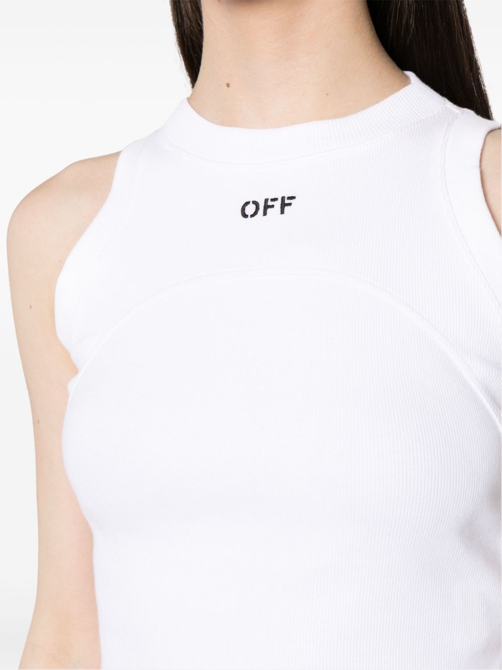 embroidered-logo ribbed tank top - 5
