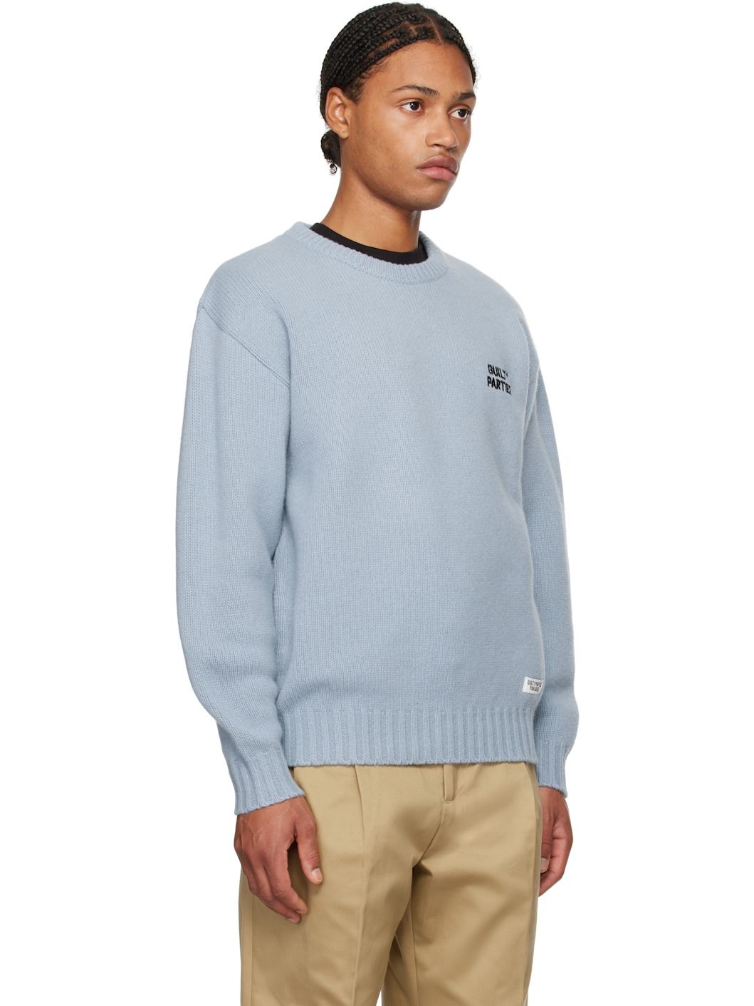 WACKO MARIA Blue Classic Knit Sweater | REVERSIBLE