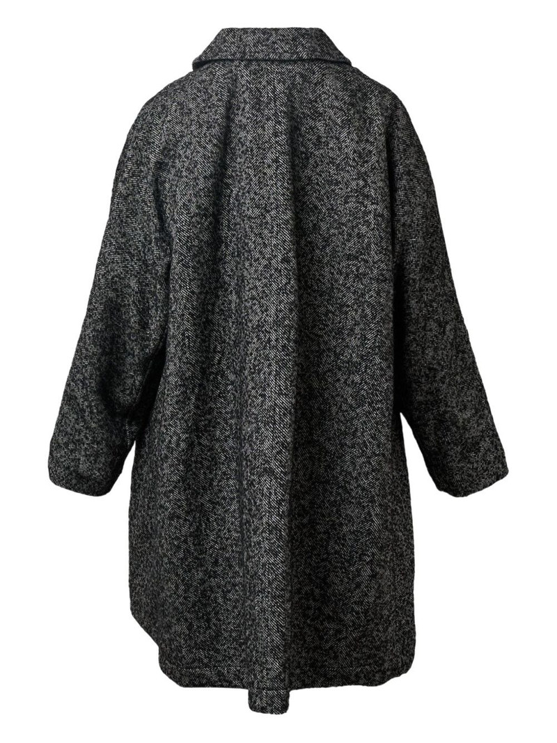BLACK COMME des GARÇONS tweed herringbone round-collar coat outlook