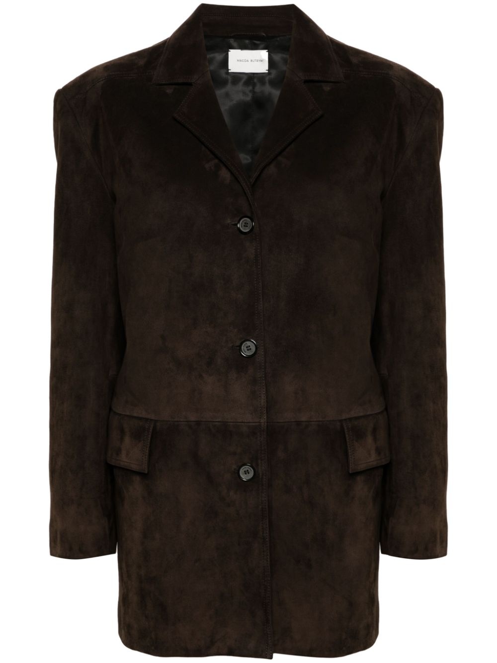 suede single-breasted blazer - 1