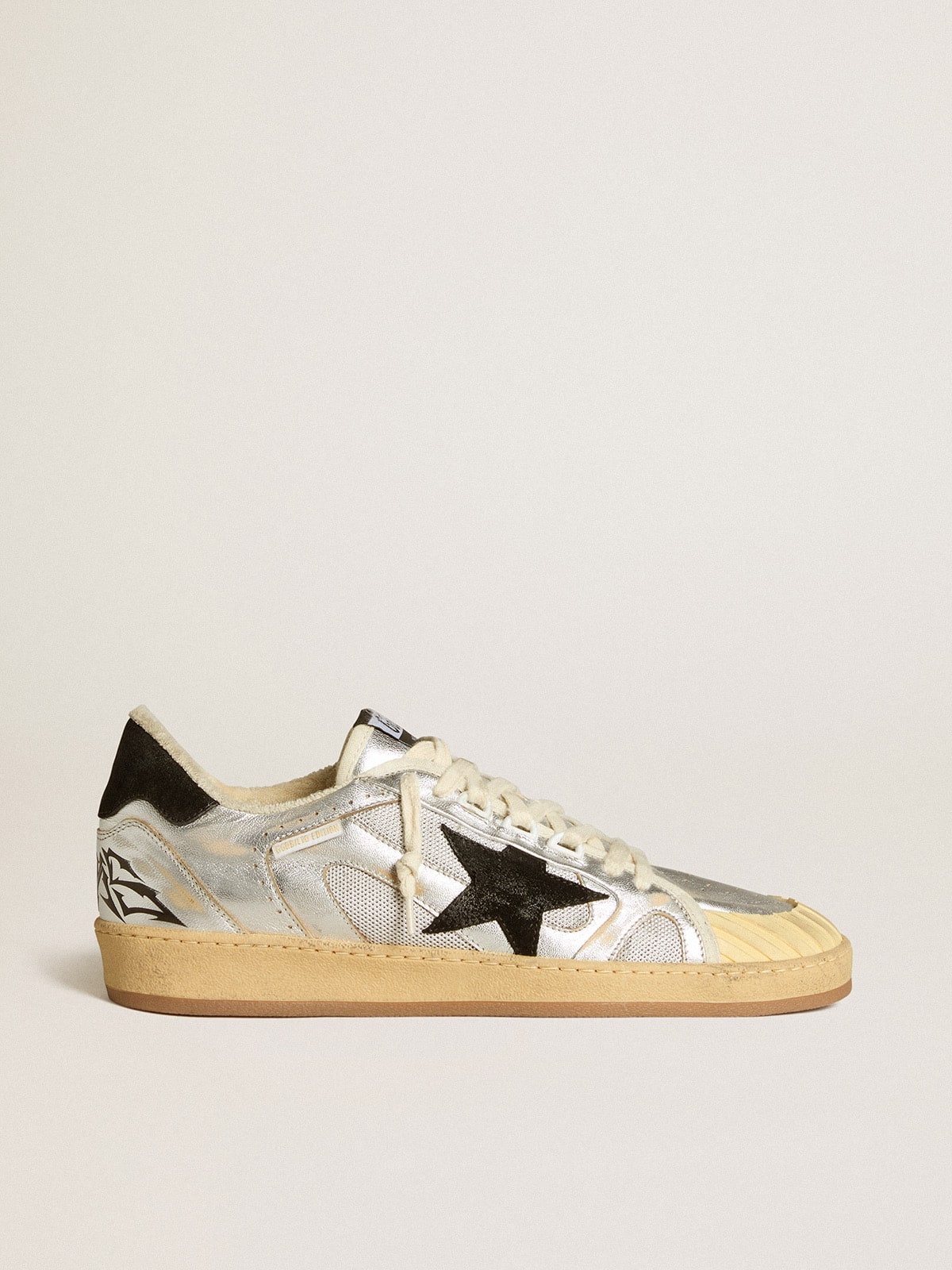 Ball Star LAB in silver leather with black suede star and heel tab - 1