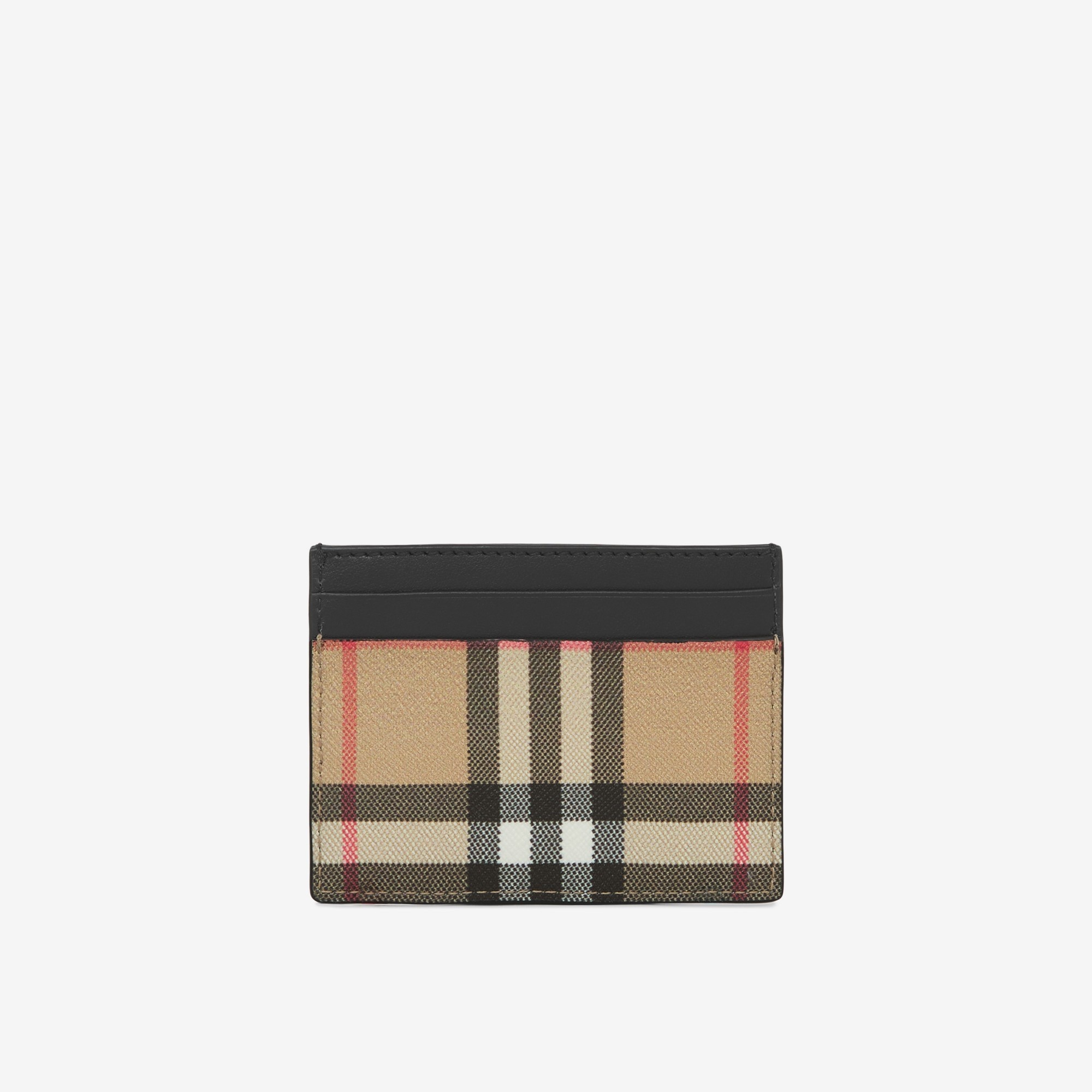 Vintage Check and Leather Card Case - 3