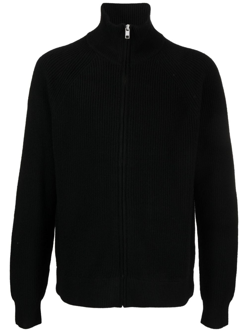 logo-patch ribbed-knit cardigan - 1