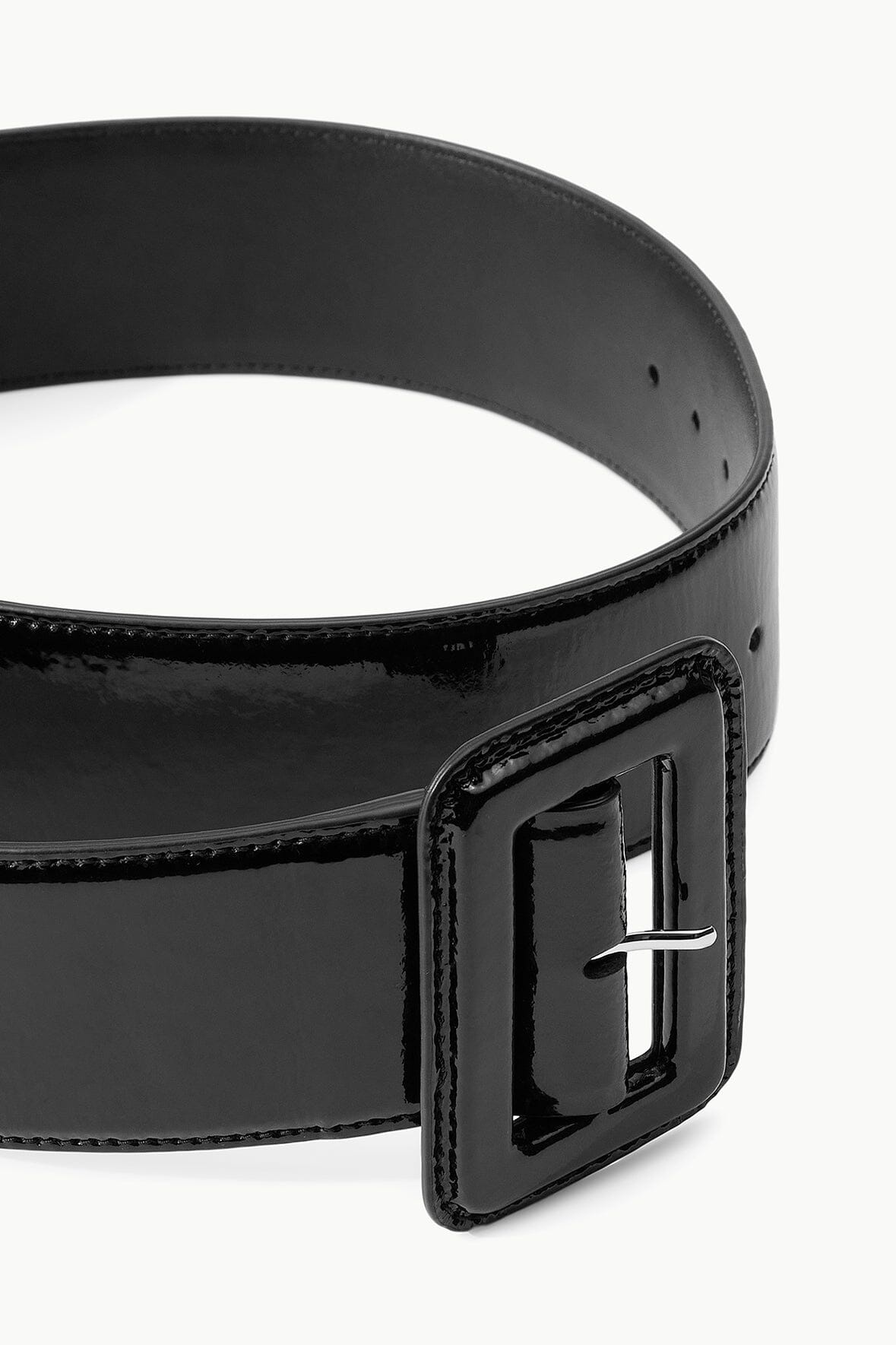 STAUD WIDE WAIST BELT BLACK PATENT - 2