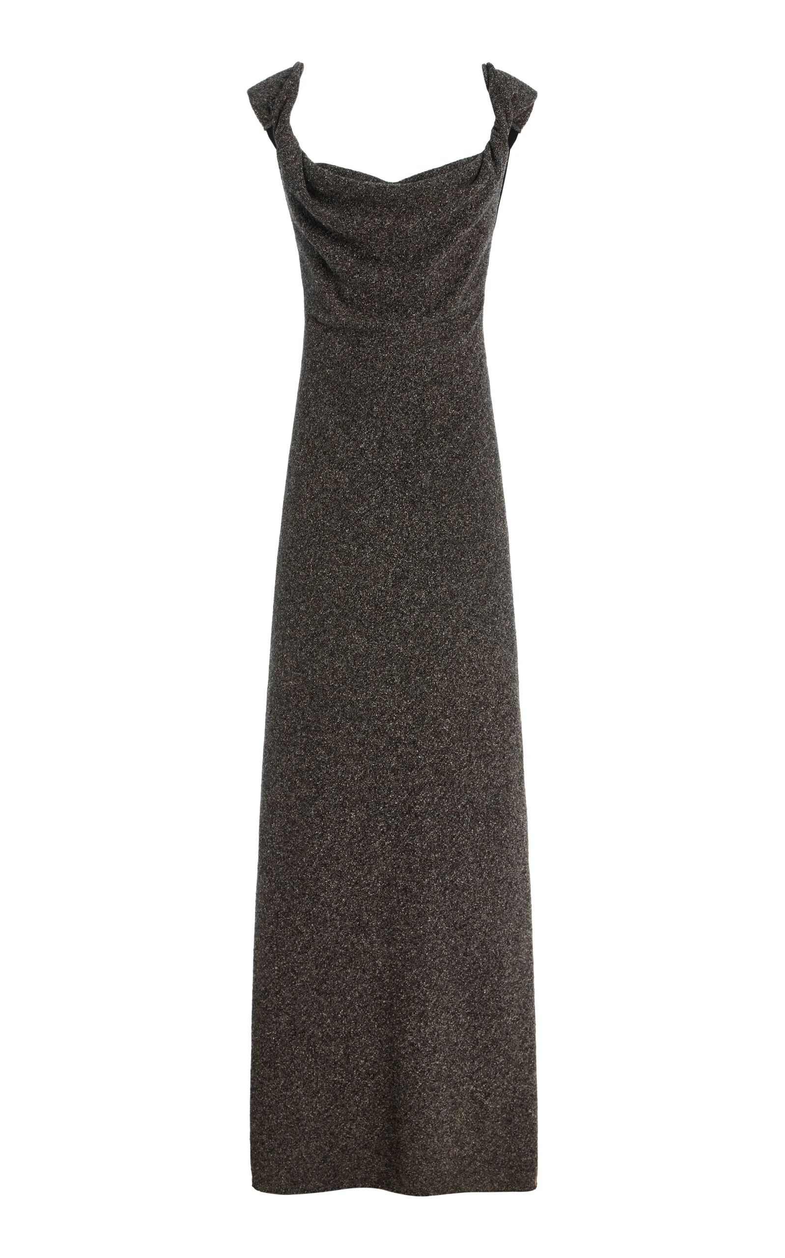 Pentaru Twisted Silk-Wool Tweed Maxi Dress grey - 1