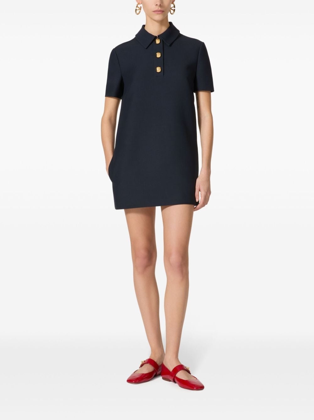 short-sleeve polo-collar minidress - 3