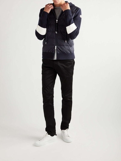 Moncler Logo-Appliquéd Striped Wool and Quilted Shell Down Hooded Zip-Up Cardigan outlook