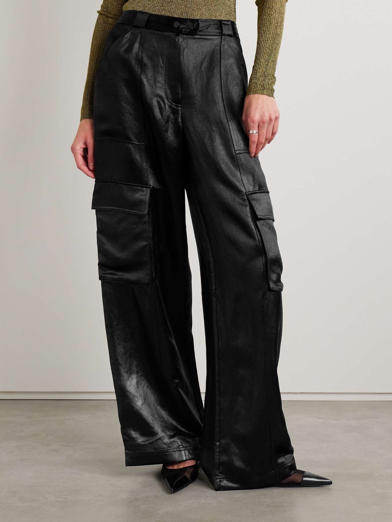 Beatriz satin-twill wide-leg cargo pants - 3