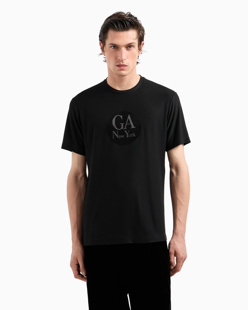 GIORGIO ARMANI VISCOSE CREW-NECK T-SHIRT WITH A VELVET INSERT outlook