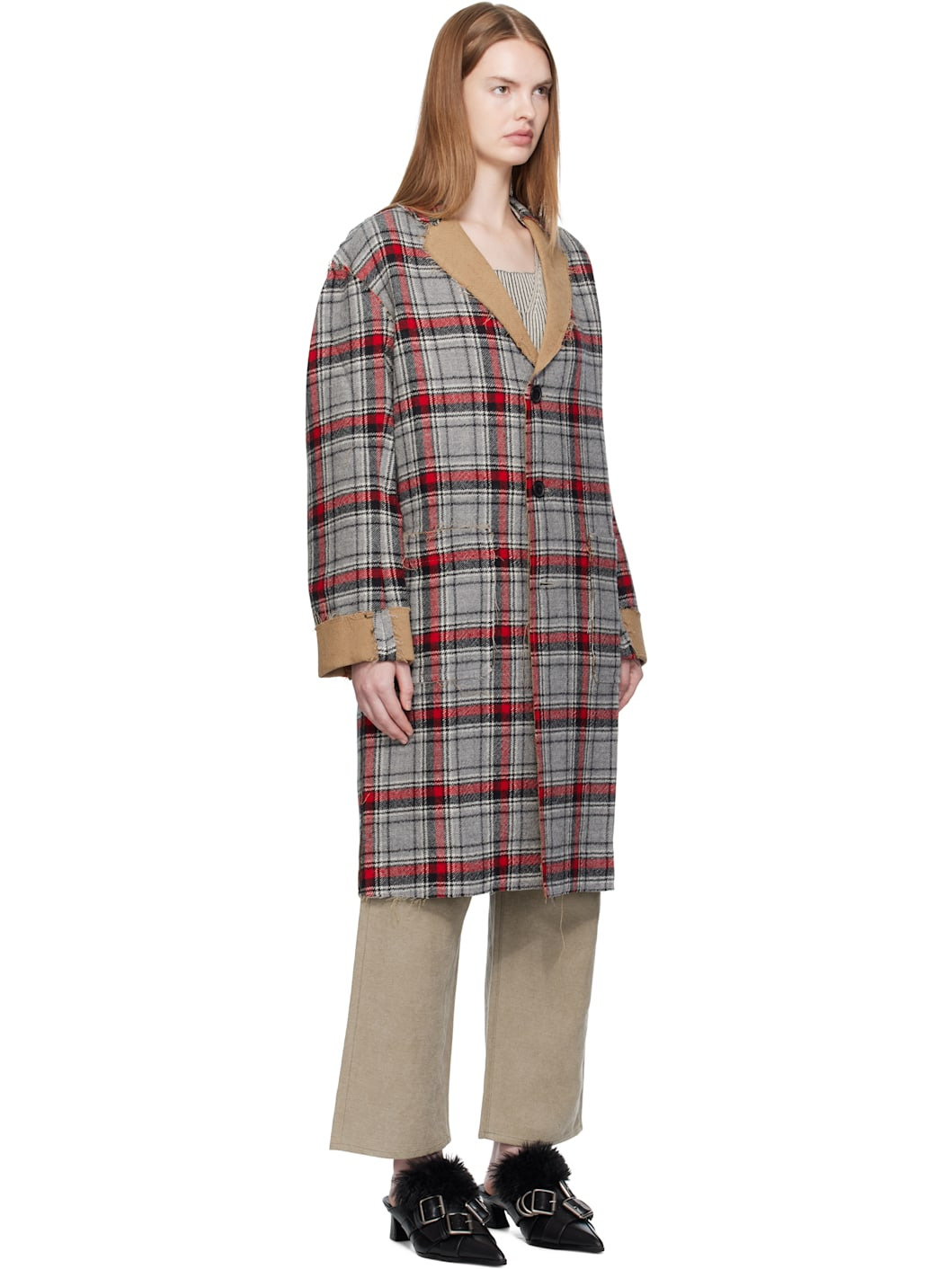 Red & Gray Raw Cut Reversible Coat - 2