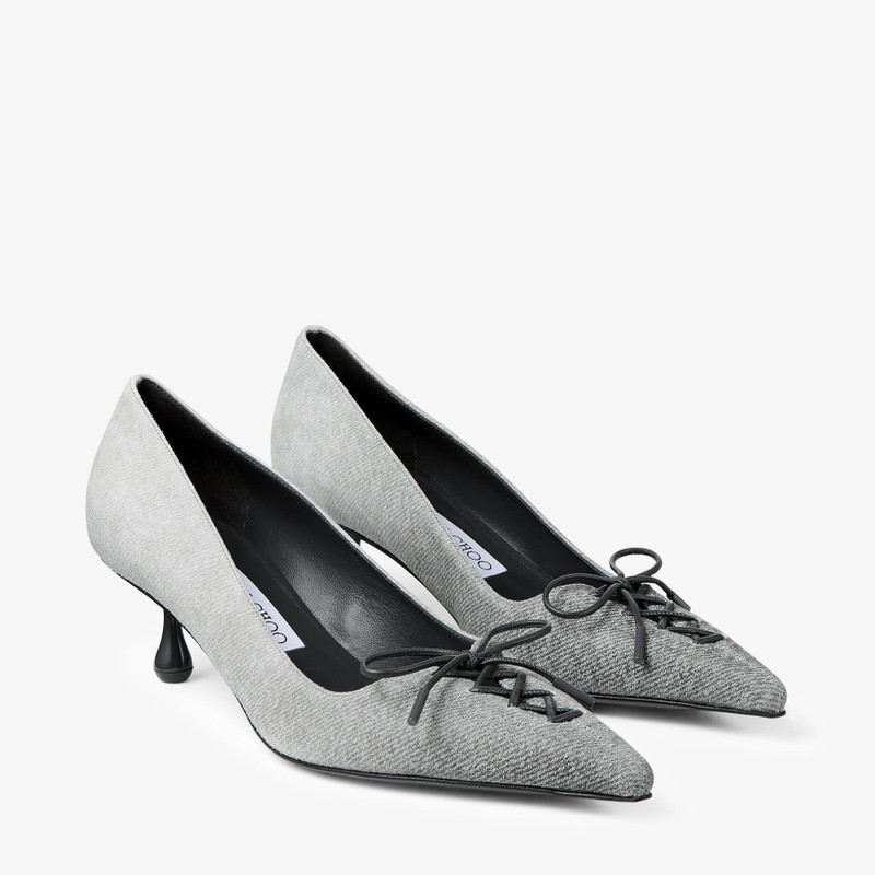 Scarlett 50 Dove Suede Denim Pumps 3