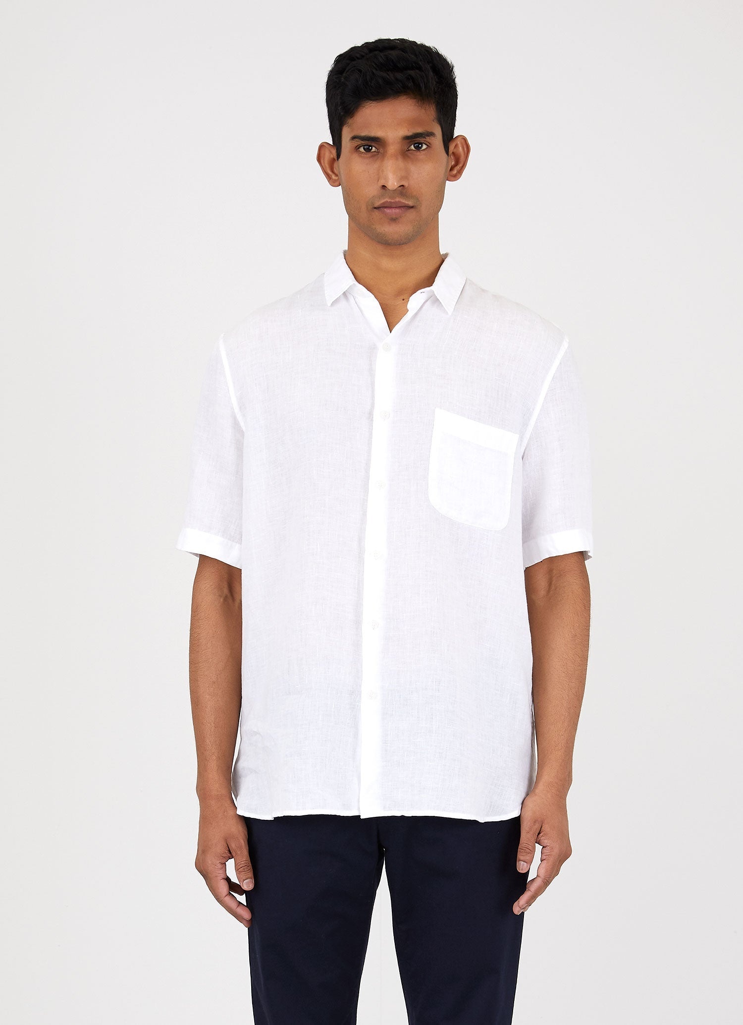 Short Sleeve Linen Shirt - 8