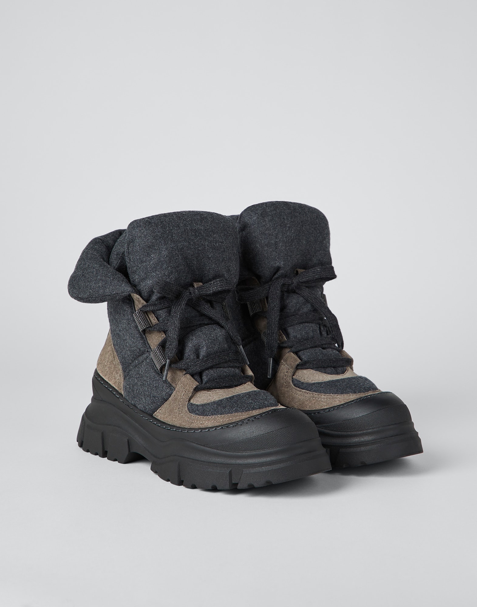 Virgin wool flannel e suede mountain boots with monili - 1