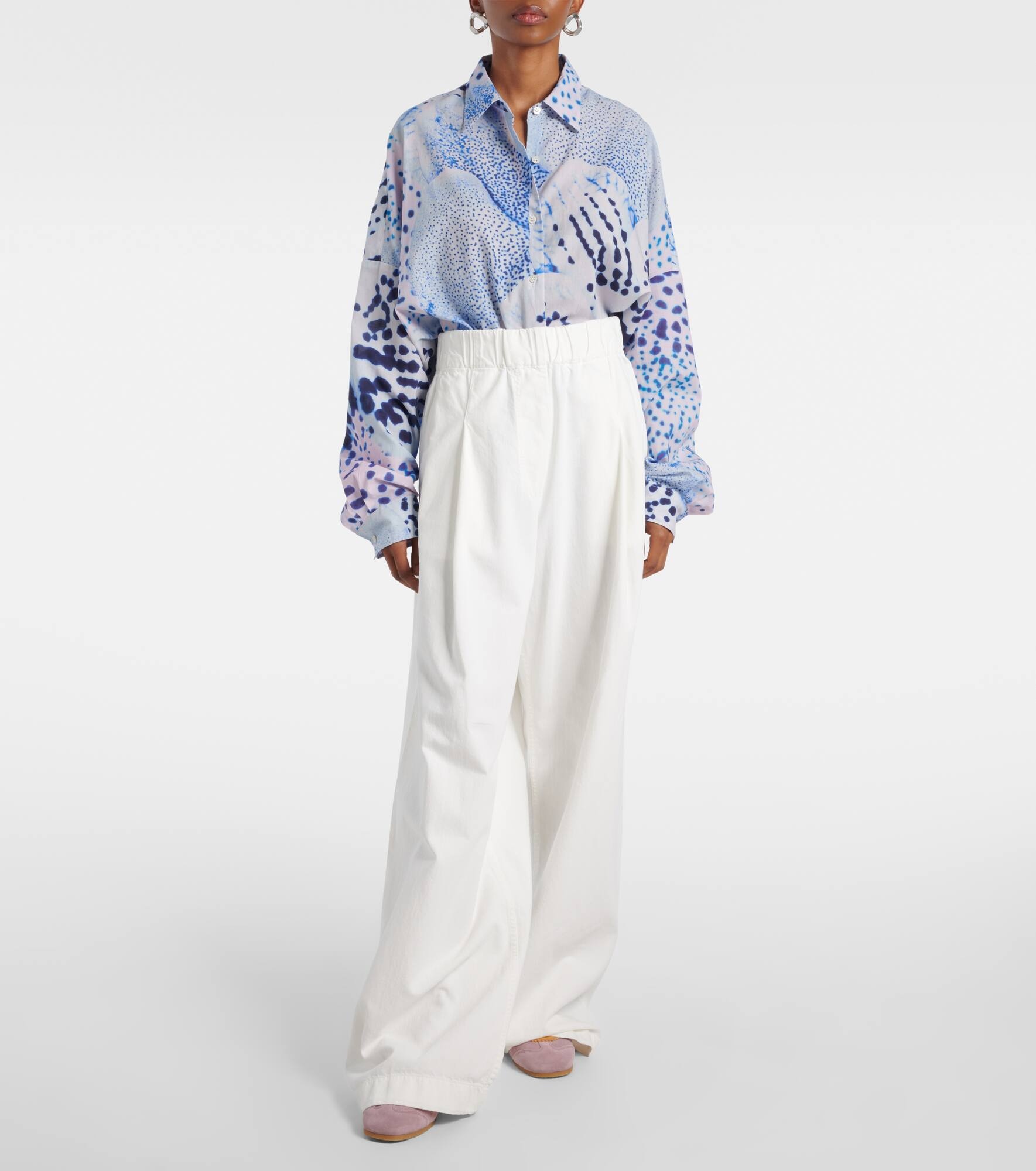 High-rise denim wide-leg pants - 7