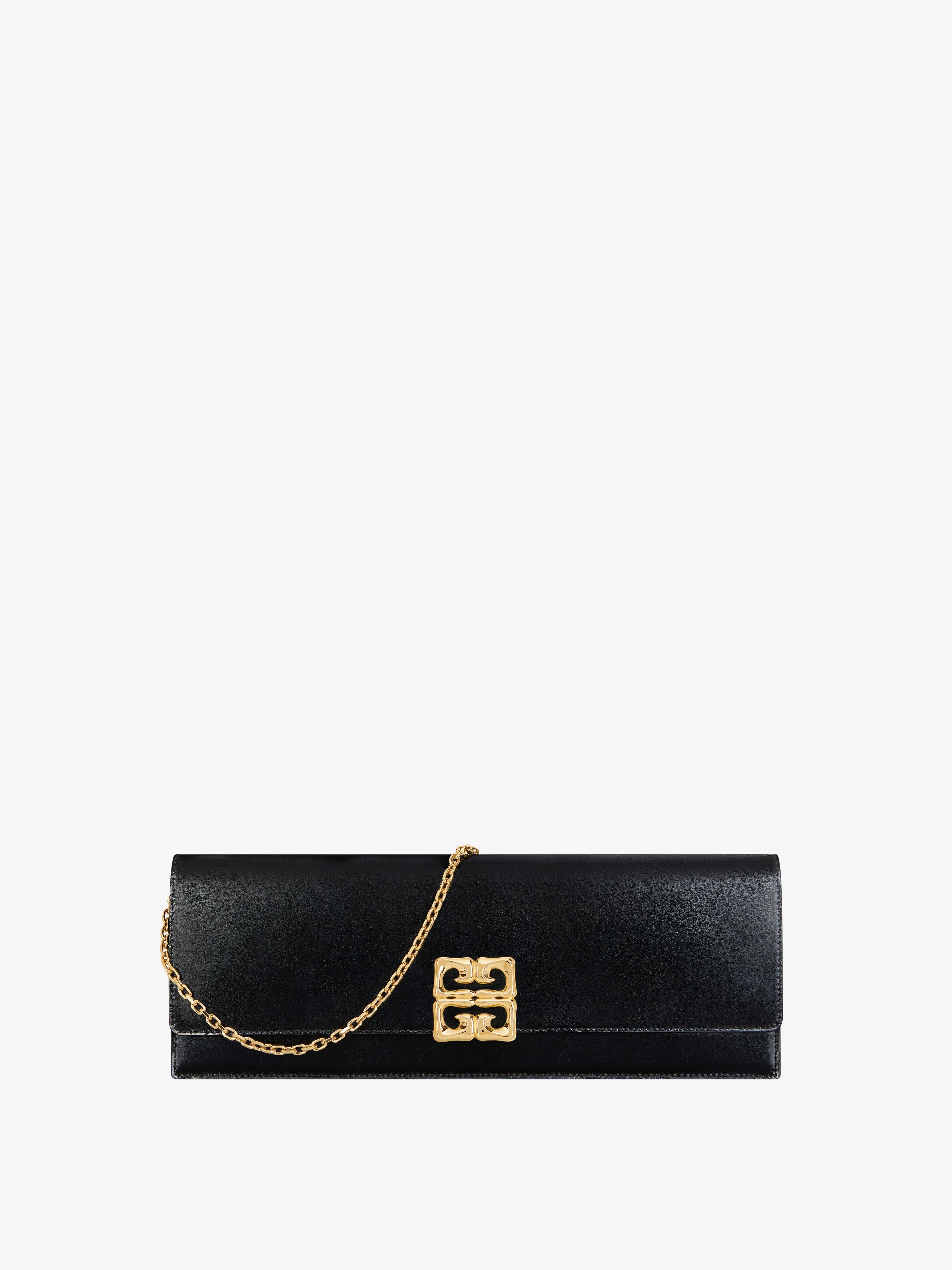 【関税&送料込】Givenchy 4G Liquid Clutch Bag Small 4G Liquid pouch in Box leather with chain in - black