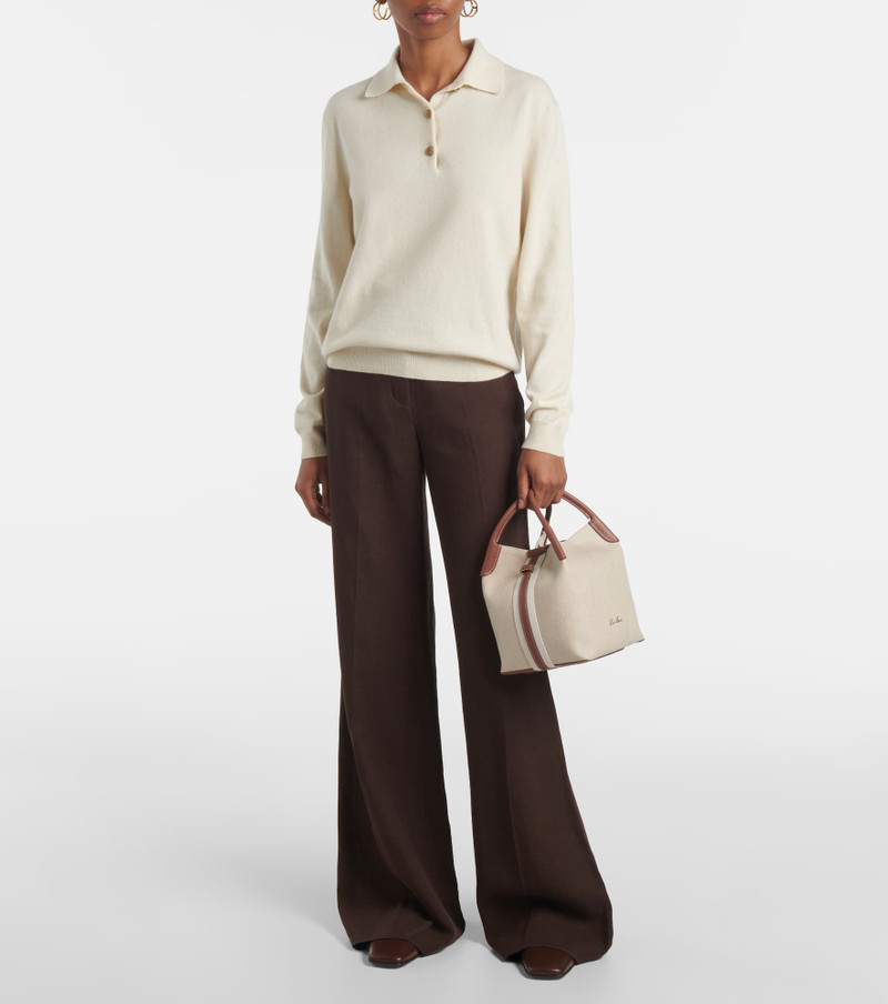 Loro Piana Bale Small leather-trimmed canvas tote bag outlook