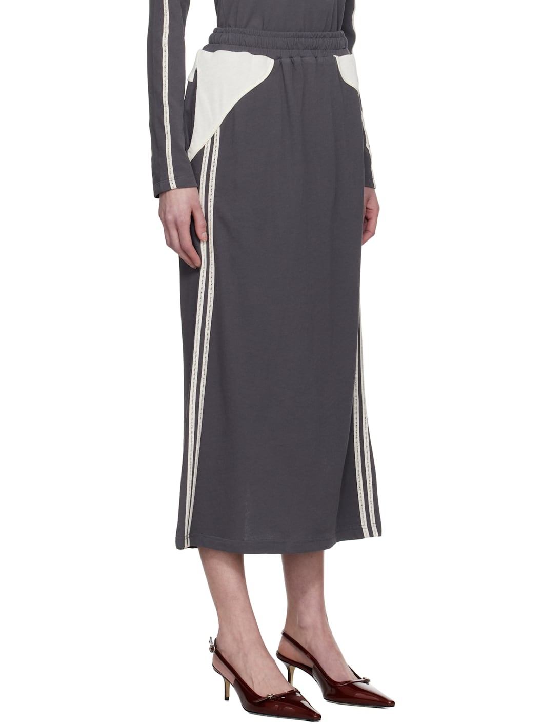 Gray Football Jersey Midi Skirt - 2