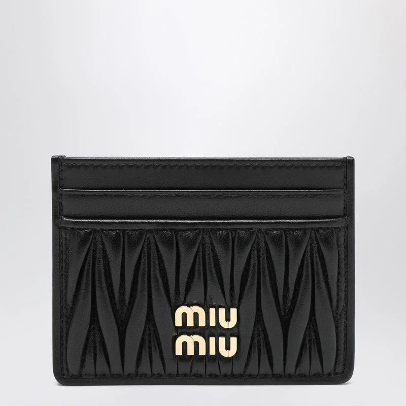 Miu Miu Black Matelassé Leather Cardholder Women - 1