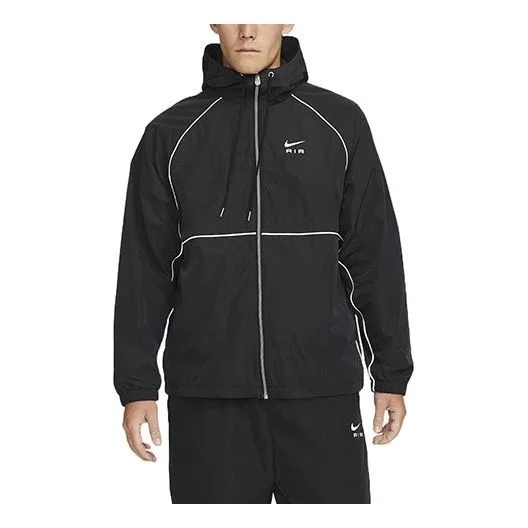 Nike Contrasting Colors Logo Knitted Hooded Jacket Black DQ4214-010 - 1
