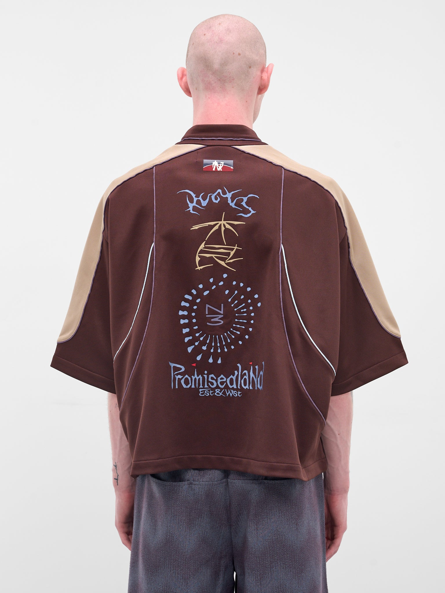 Brown Contrast Mesh Shirt - 3