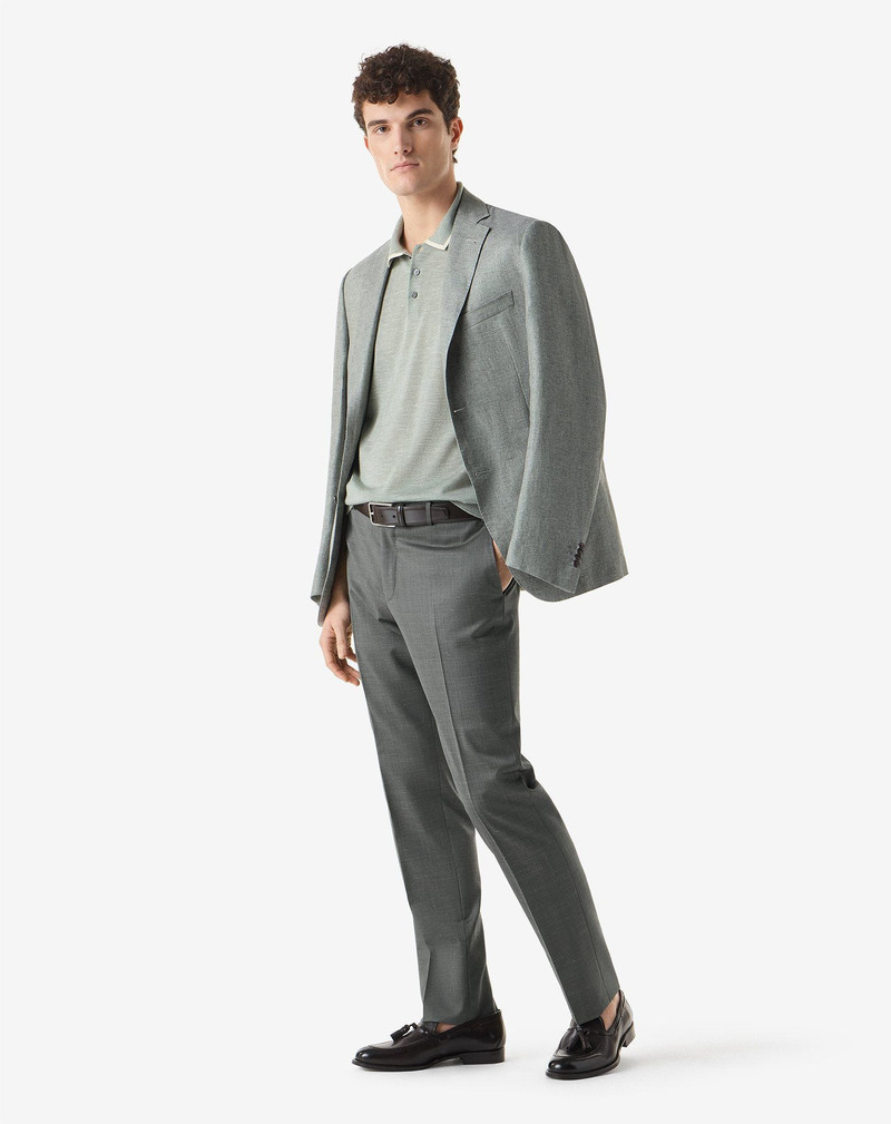 CORNELIANI Green stretch wool and linen suit outlook