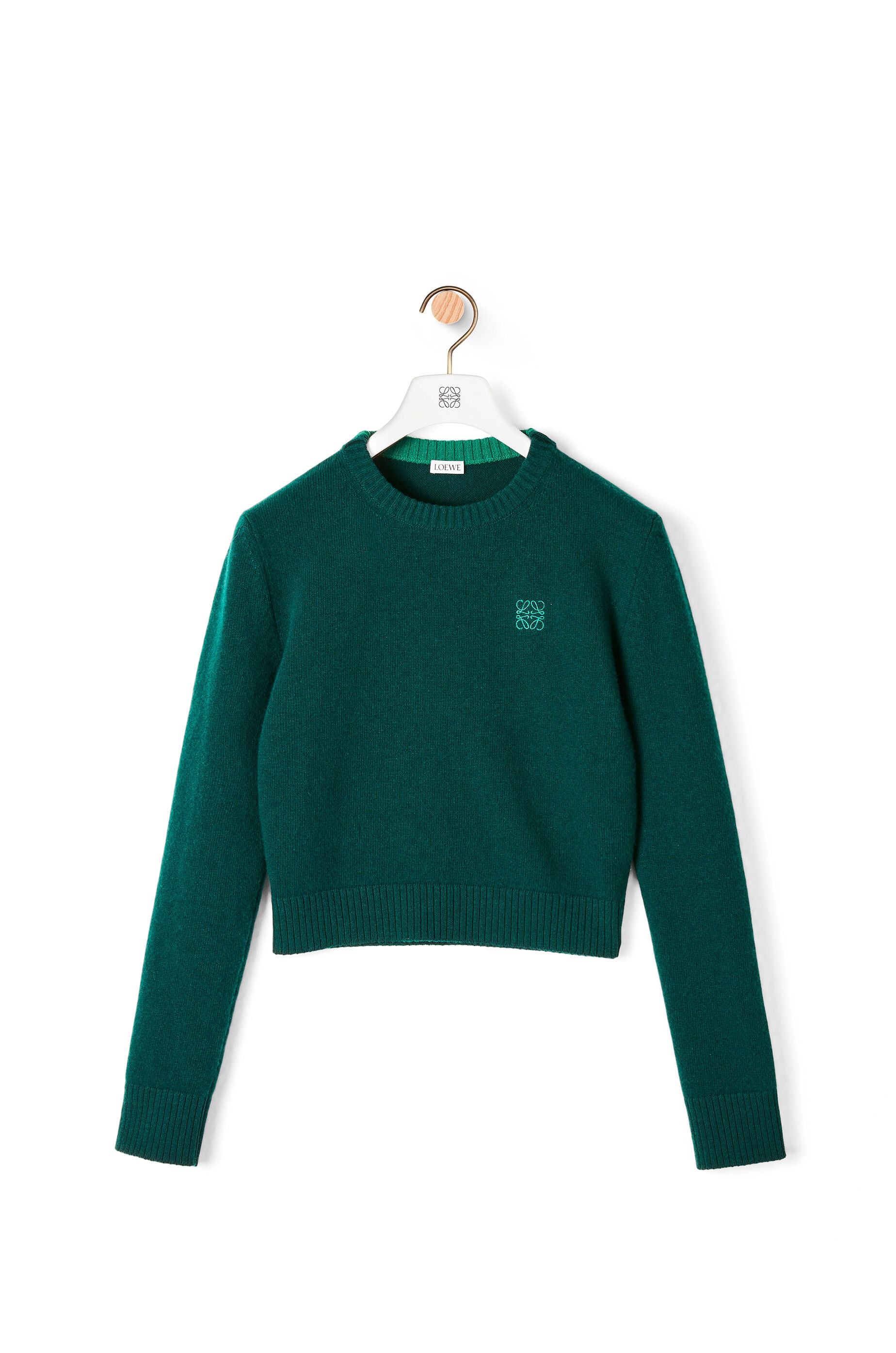 Anagram embroidered cropped sweater in wool - 1