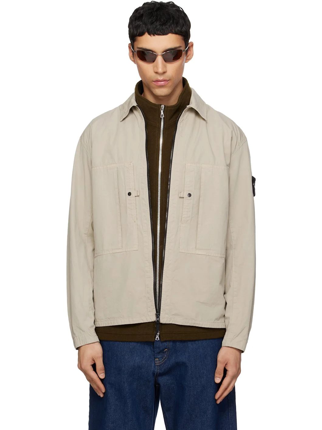 Beige 1200005 Mercerized Organic Cotton Ripstop Jacket - 1