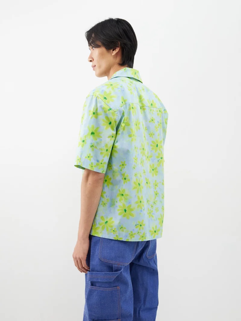 Floral-print cotton short-sleeved shirt - 5