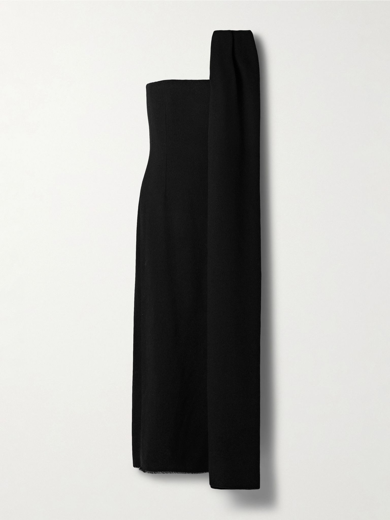 Fanny one-shoulder draped wool-tweed maxi dress Black - 1