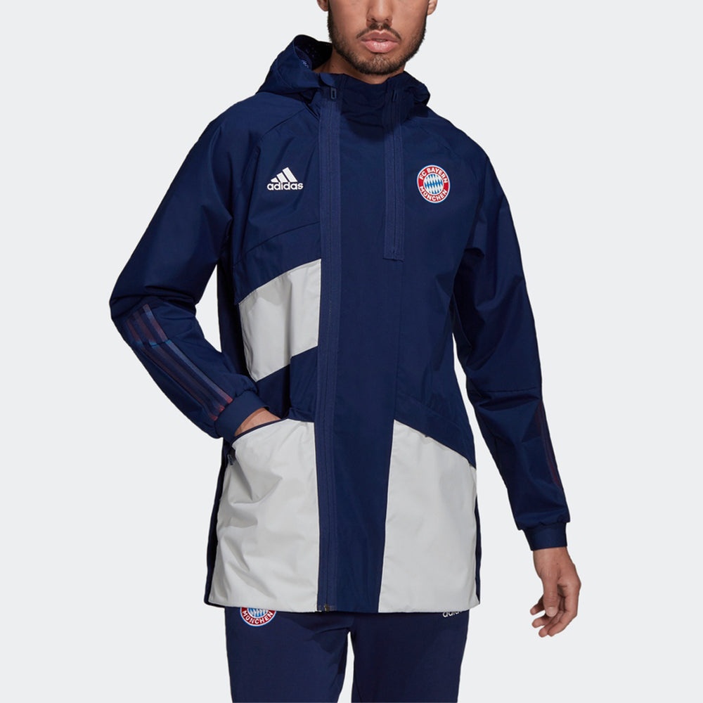 Men's adidas Fcb Trv Dr Jkt Badge Hooded Jacket Bayern Silkscreen Team Navy Blue GR0702 - 2