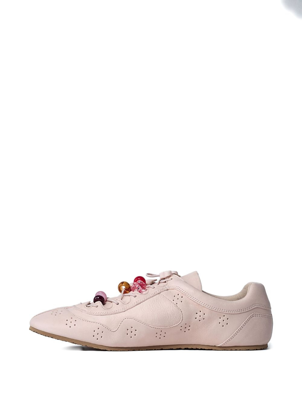 beaded lace-up leather sneakers - 3