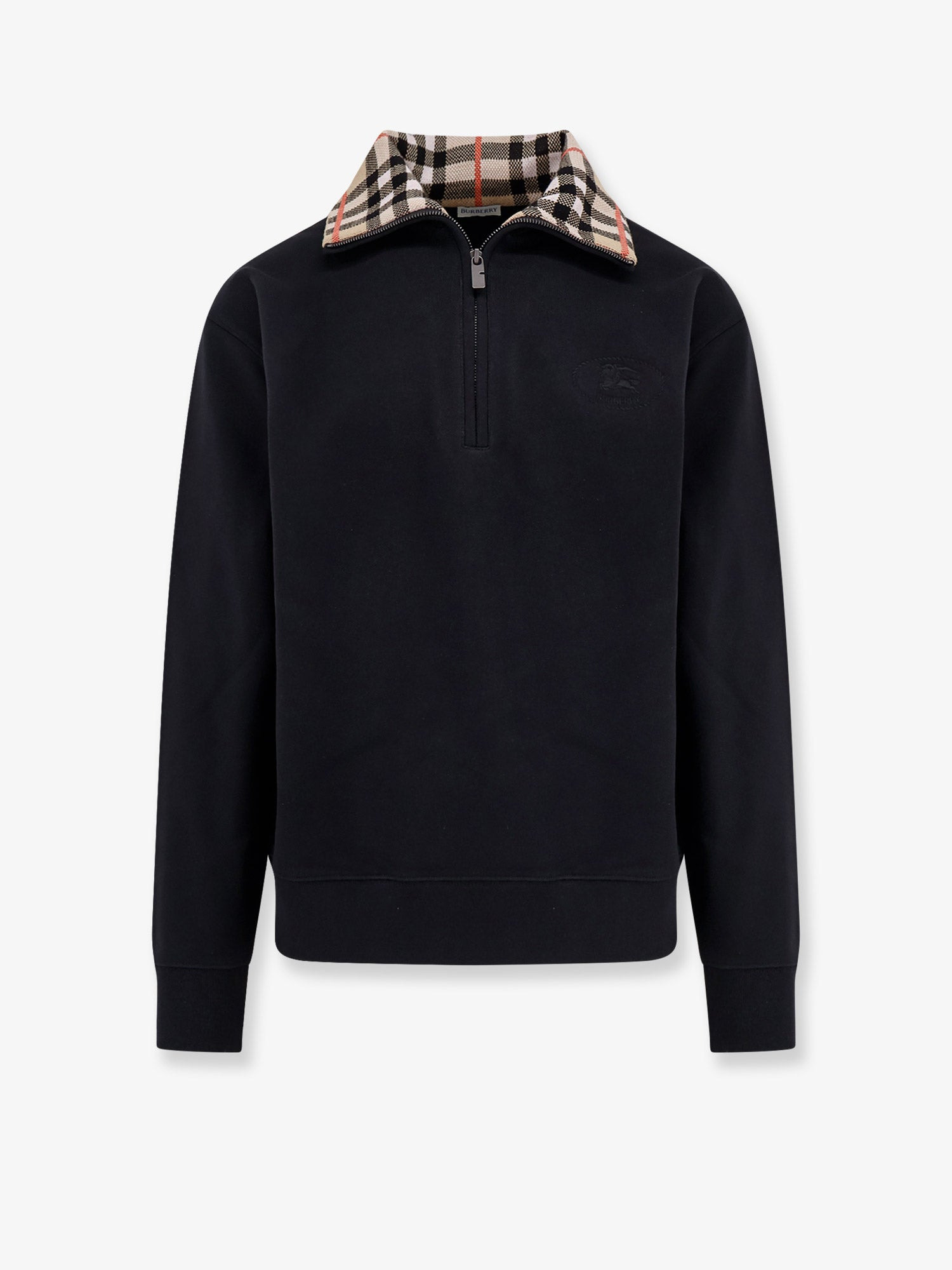TRADITIONAL CHECK HALF-ZIP SWEATER - 1