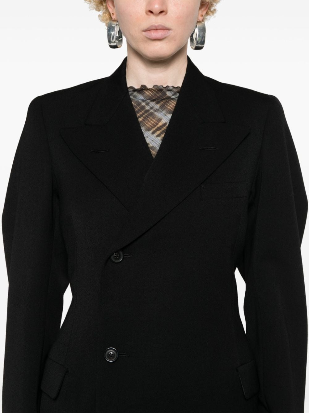 off-centre wool blazer - 5