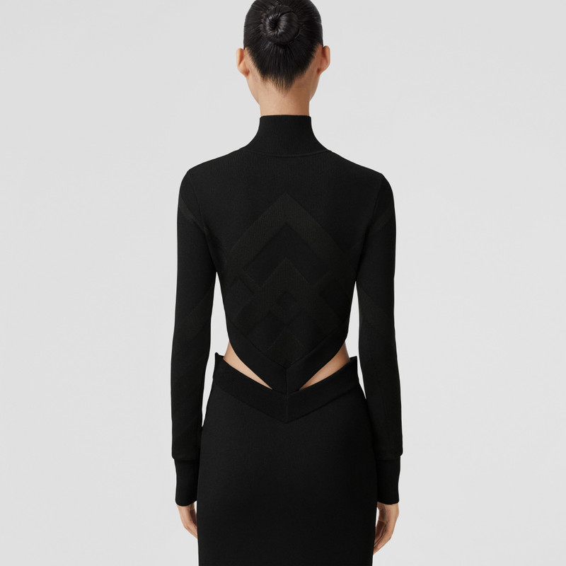 Chevron Check Jacquard Turtleneck Top 3